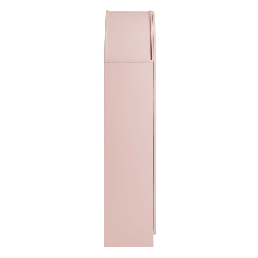Hugo 78 Inch Fluted and Scalloped Arched Storage Cabinet in Soft Pink