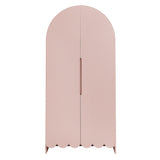 Hugo 78 Inch Fluted and Scalloped Arched Storage Cabinet in Soft Pink