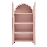 Hugo 78 Inch Fluted and Scalloped Arched Storage Cabinet in Soft Pink