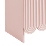Hugo 78 Inch Fluted and Scalloped Arched Storage Cabinet in Soft Pink