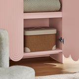 Hugo 78 Inch Fluted and Scalloped Arched Storage Cabinet in Soft Pink