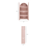 Hugo 78 Inch Fluted and Scalloped Arched Storage Cabinet in Soft Pink