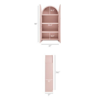 Dahlia 78 Inch Fluted and Scalloped Arched Storage Cabinet by Furniture for America