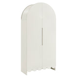 Hugo 78 Inch Fluted and Scalloped Arched Storage Cabinet in White