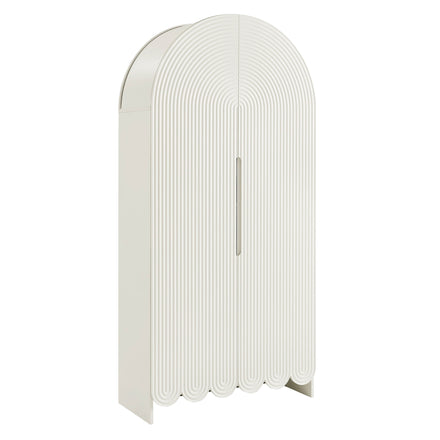 Dahlia 78 Inch Fluted and Scalloped Arched Storage Cabinet in White