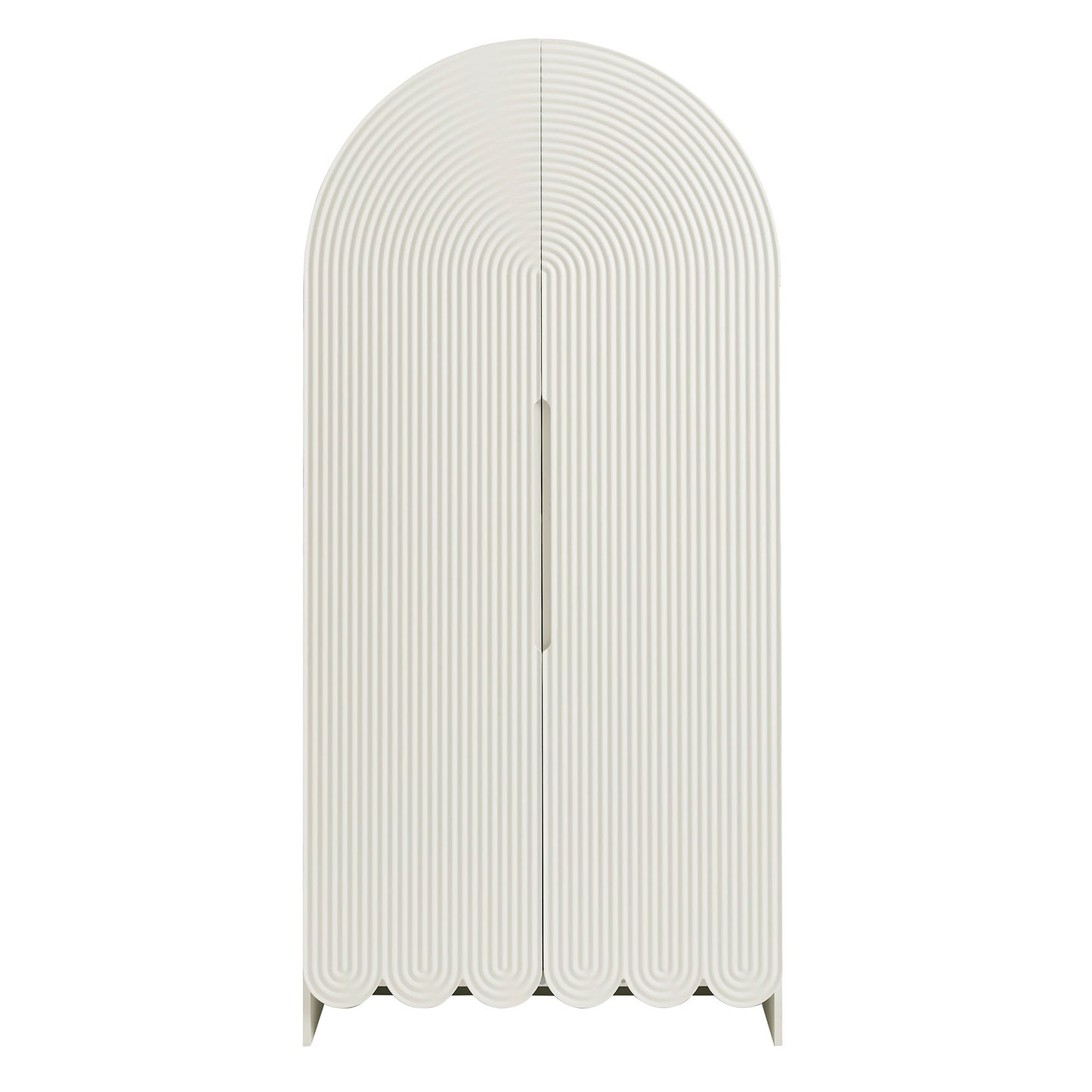 Dahlia 78 Inch Fluted and Scalloped Arched Storage Cabinet by Furniture for America
