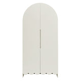 Hugo 78 Inch Fluted and Scalloped Arched Storage Cabinet in White