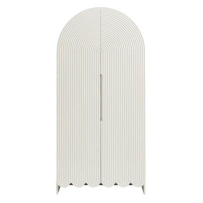 Dahlia 78 Inch Fluted and Scalloped Arched Storage Cabinet by Furniture for America
