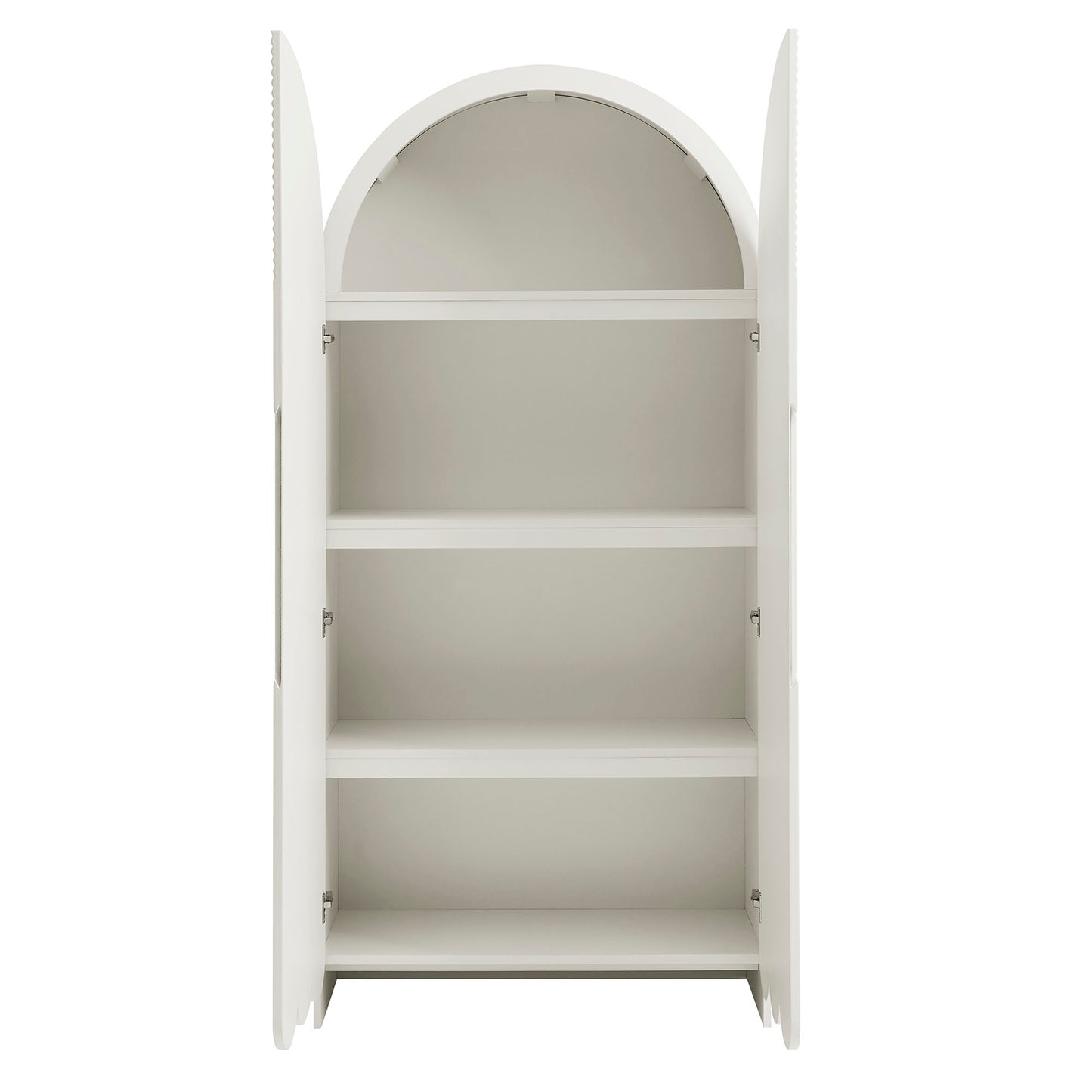 Dahlia 78 Inch Fluted and Scalloped Arched Storage Cabinet by Furniture for America
