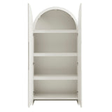 Hugo 78 Inch Fluted and Scalloped Arched Storage Cabinet in White