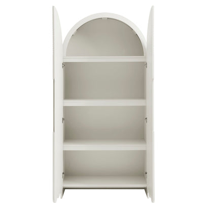Dahlia 78 Inch Fluted and Scalloped Arched Storage Cabinet by Furniture for America