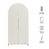 Hugo 78 Inch Fluted and Scalloped Arched Storage Cabinet in White