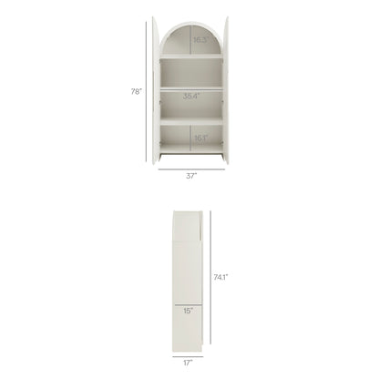 Dahlia 78 Inch Fluted and Scalloped Arched Storage Cabinet by Furniture for America