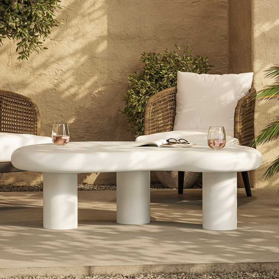 Wade Outdoor Patio Coffee Table in White