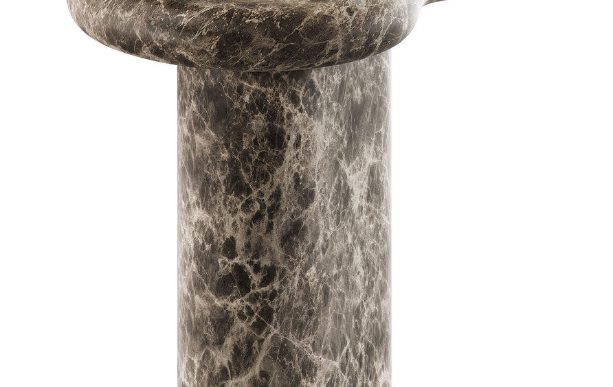 Wade Outdoor Patio Faux Marble Side Table in Dark Emperador Marble