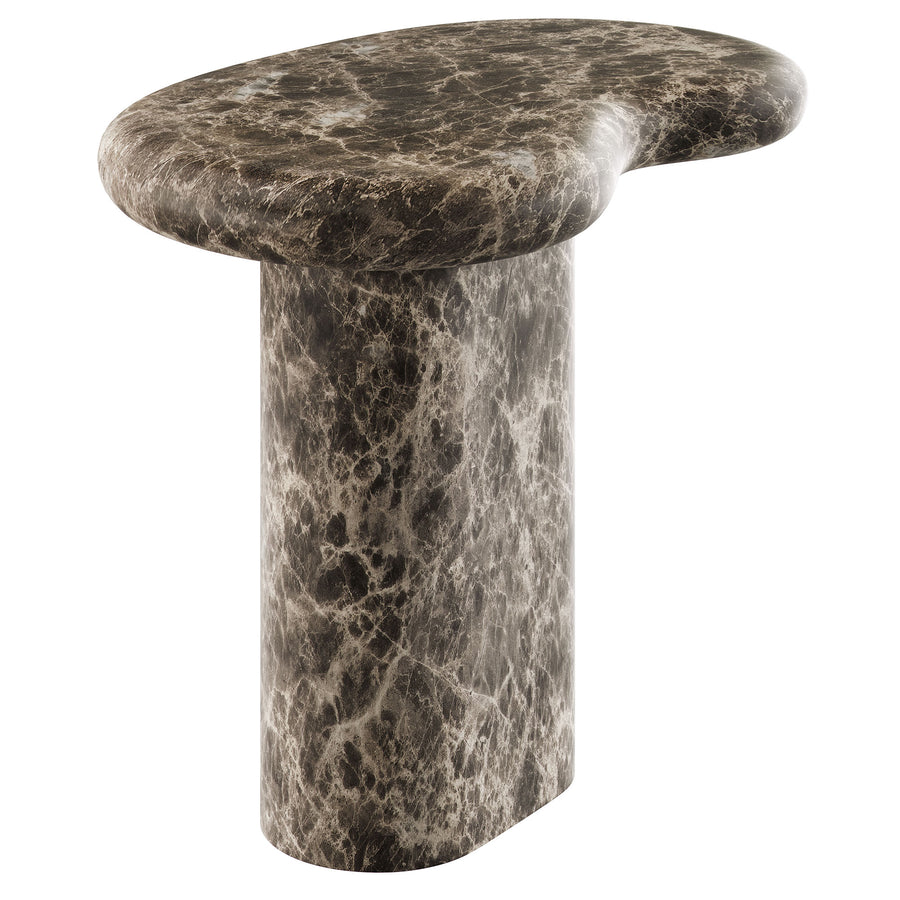 Wade Outdoor Patio Faux Marble Side Table in Dark Emperador Marble