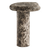 Wade Outdoor Patio Faux Marble Side Table in Dark Emperador Marble