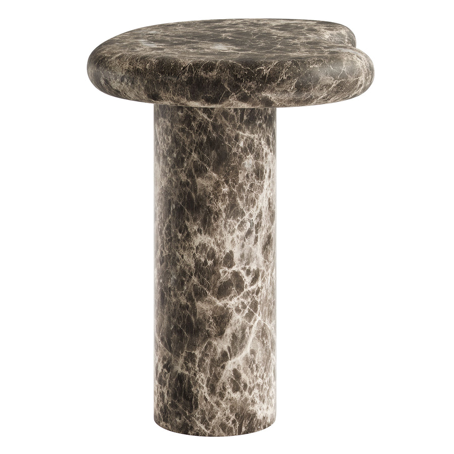 Wade Outdoor Patio Faux Marble Side Table in Dark Emperador Marble