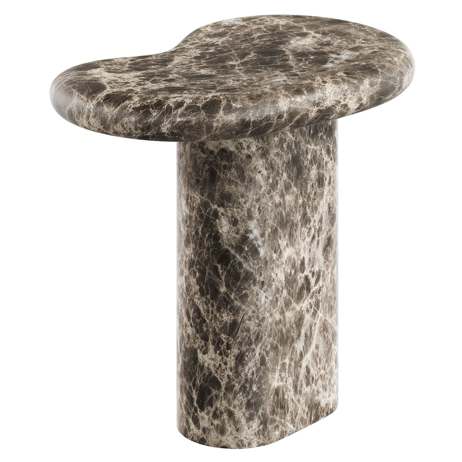 Wade Outdoor Patio Faux Marble Side Table in Dark Emperador Marble