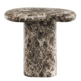 Wade Outdoor Patio Faux Marble Side Table in Dark Emperador Marble