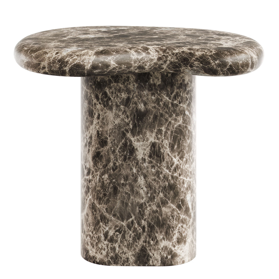 Wade Outdoor Patio Faux Marble Side Table in Dark Emperador Marble