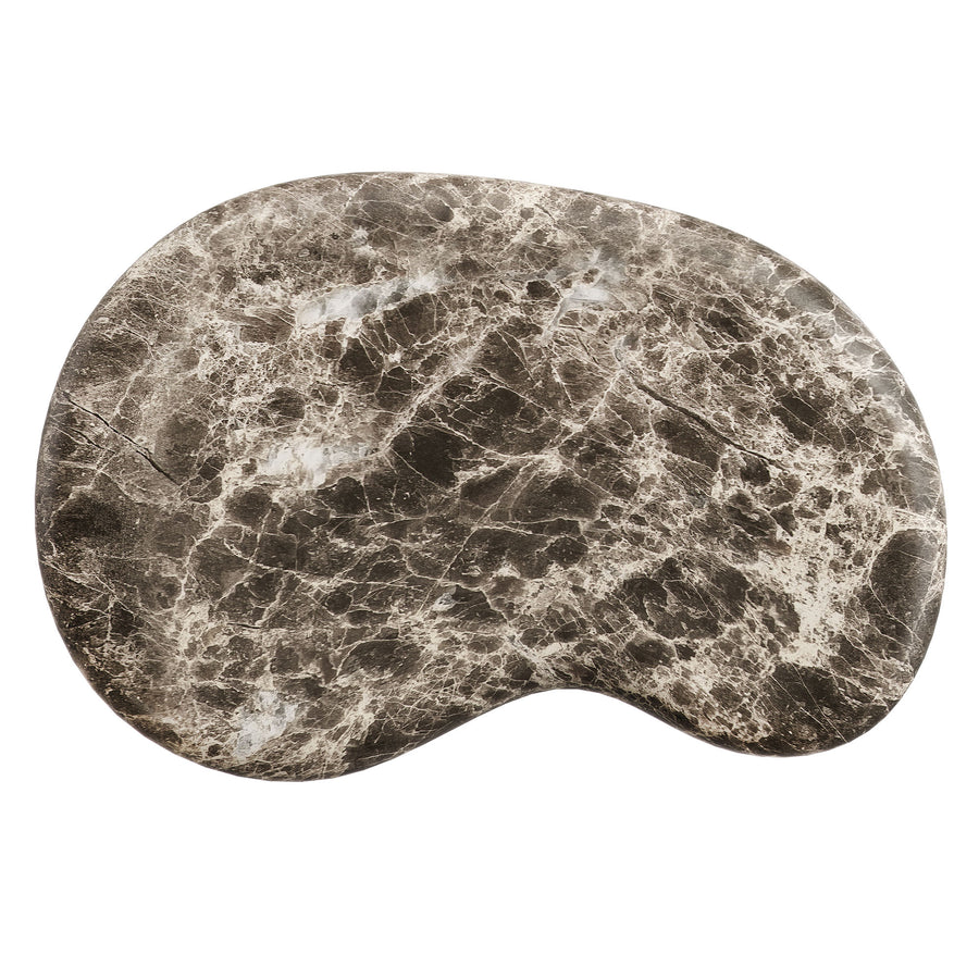 Wade Outdoor Patio Faux Marble Side Table in Dark Emperador Marble