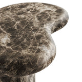 Wade Outdoor Patio Faux Marble Side Table in Dark Emperador Marble