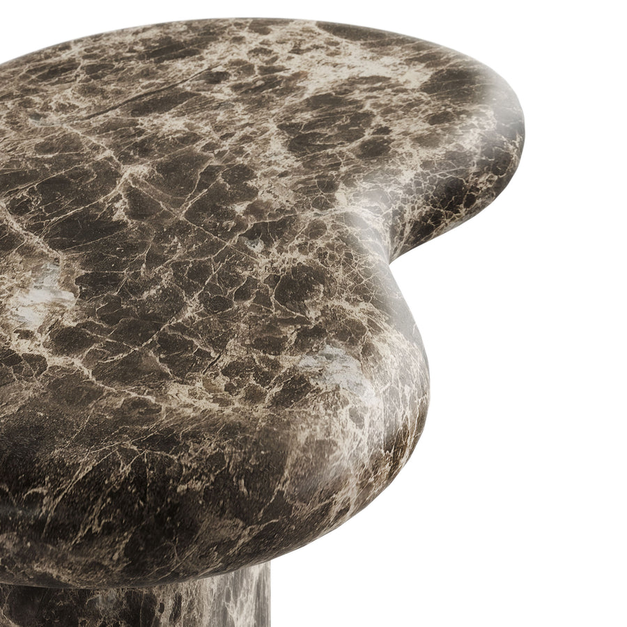 Wade Outdoor Patio Faux Marble Side Table in Dark Emperador Marble