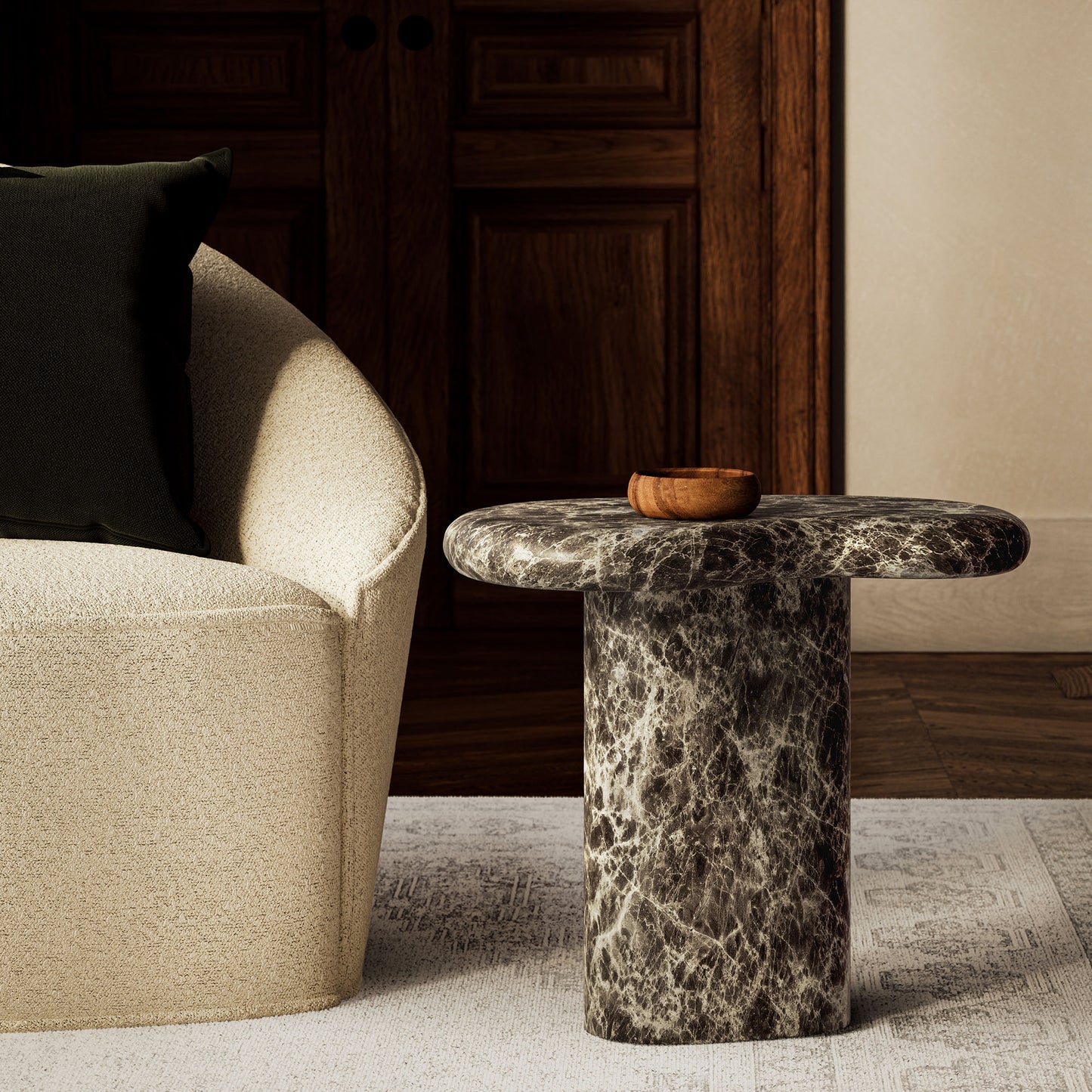 Elowen Outdoor Patio Faux Marble Side Table by Furniture for America