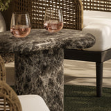 Wade Outdoor Patio Faux Marble Side Table in Dark Emperador Marble