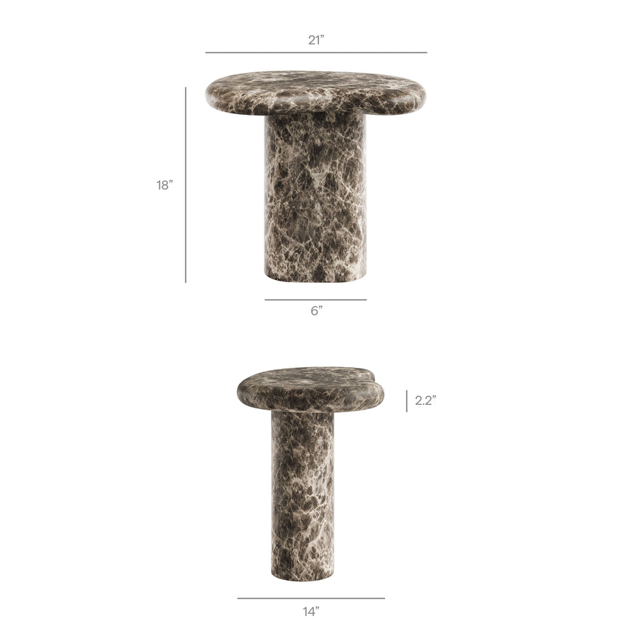 Wade Outdoor Patio Faux Marble Side Table in Dark Emperador Marble