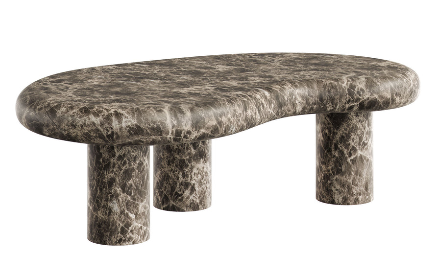 Wade Outdoor Patio Faux Marble Coffee Table in Dark Emperador Marble