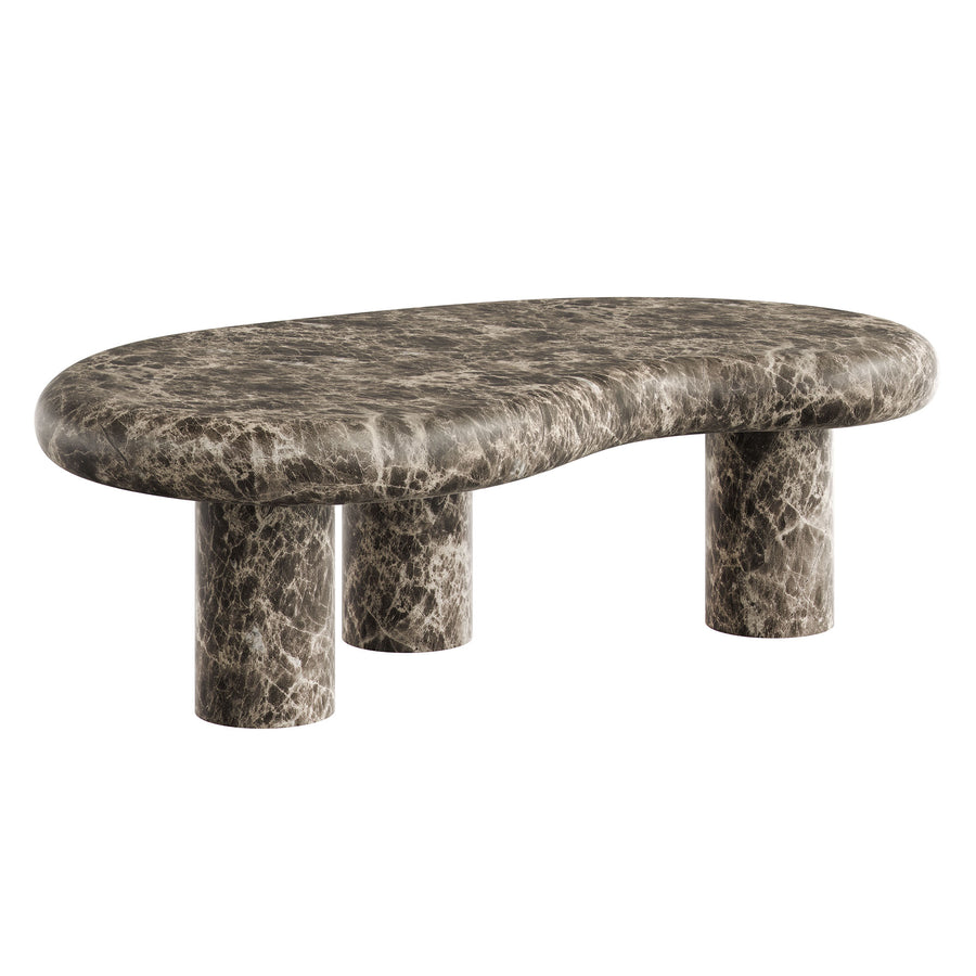 Wade Outdoor Patio Faux Marble Coffee Table in Dark Emperador Marble