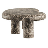 Wade Outdoor Patio Faux Marble Coffee Table in Dark Emperador Marble