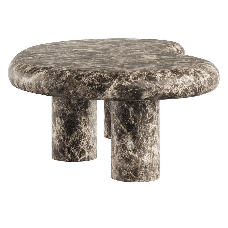 Wade Outdoor Patio Faux Marble Coffee Table in Dark Emperador Marble