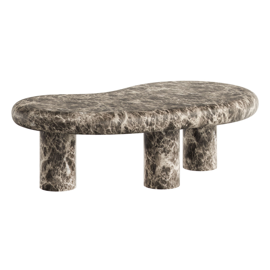 Wade Outdoor Patio Faux Marble Coffee Table in Dark Emperador Marble