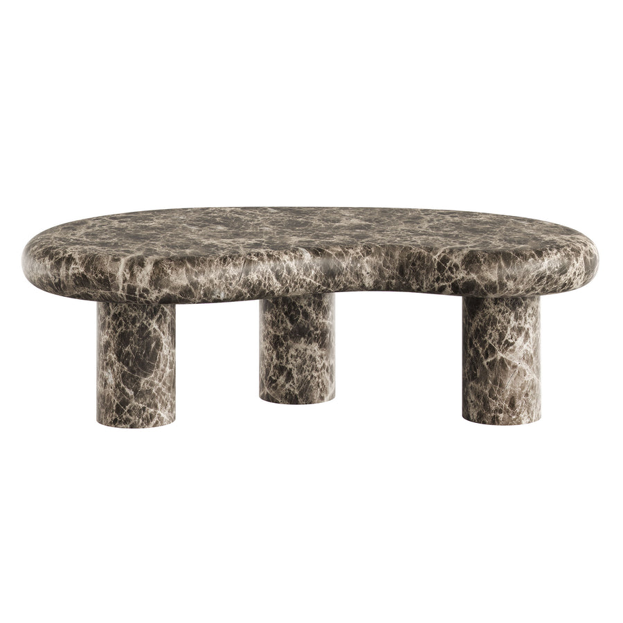 Wade Outdoor Patio Faux Marble Coffee Table in Dark Emperador Marble