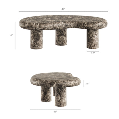 Elowen Outdoor Patio Faux Marble Coffee Table by Furniture for America