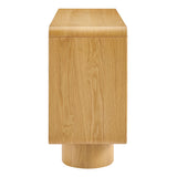 Cassia 3-Door Curved Wood Accent Cabinet in Oak