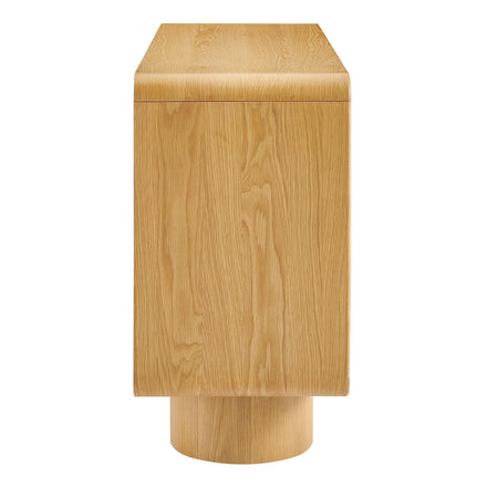 Lumo 3-Door Curved Wood Accent Cabinet in Oak