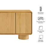 Cassia 3-Door Curved Wood Accent Cabinet in Oak