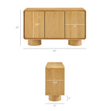 Cassia 3-Door Curved Wood Accent Cabinet in Oak