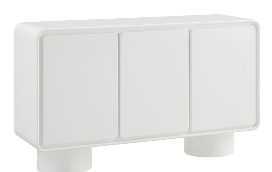 Cassia 3-Door Curved Wood Accent Cabinet in White