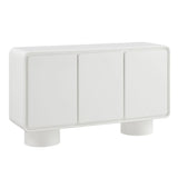 Cassia 3-Door Curved Wood Accent Cabinet in White