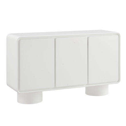 Lumo 3-Door Curved Wood Accent Cabinet in White