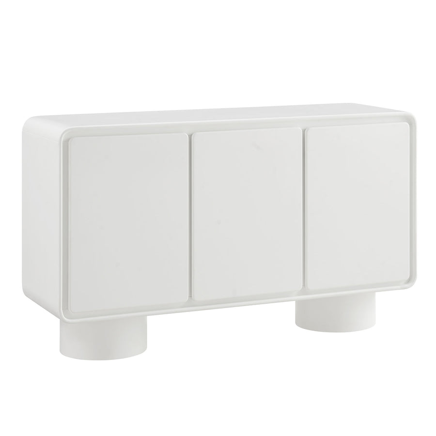 Cassia 3-Door Curved Wood Accent Cabinet in White