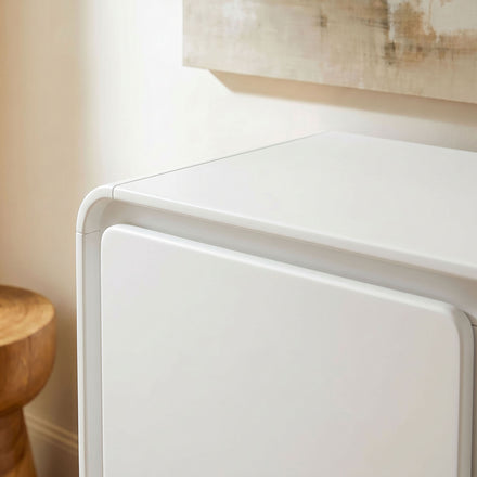 Lumo 3-Door Curved Wood Accent Cabinet in White