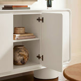 Cassia 3-Door Curved Wood Accent Cabinet in White