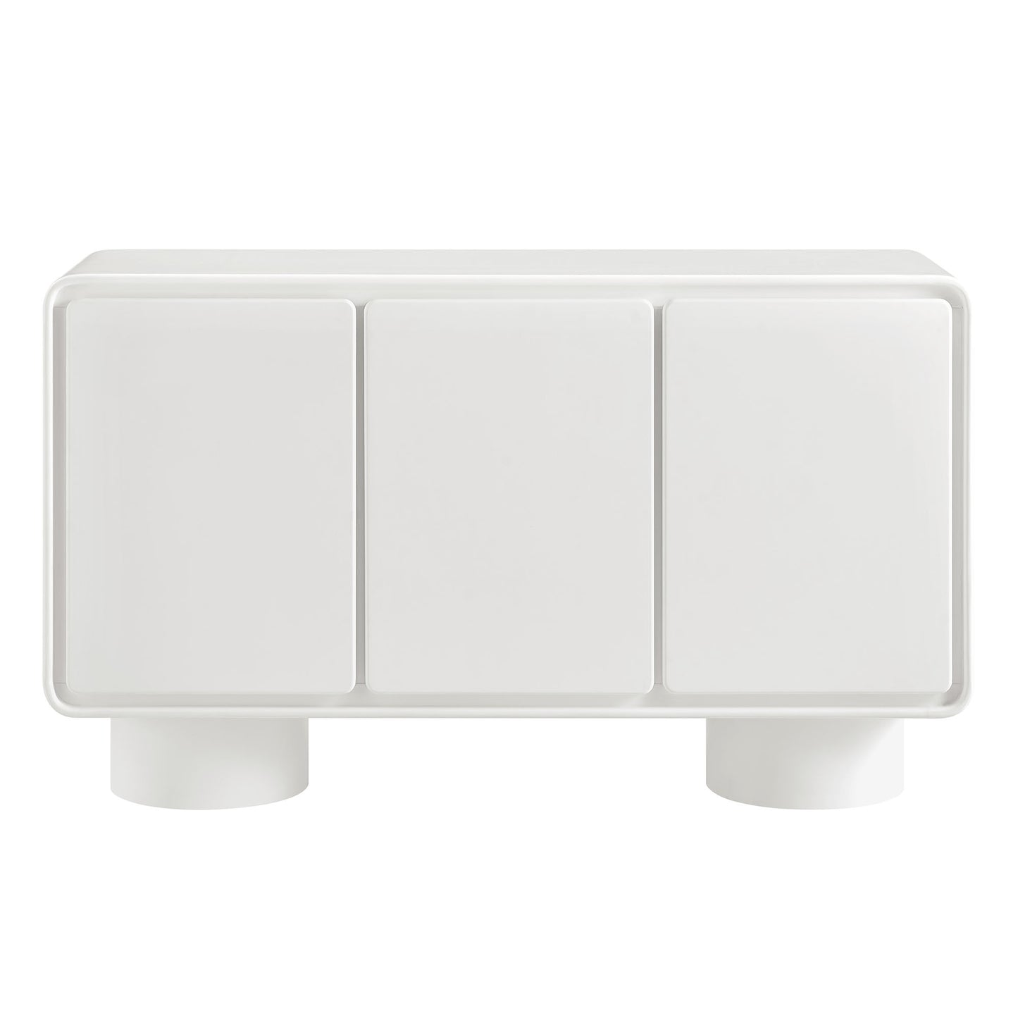 Cassia 3-Door Curved Wood Accent Cabinet in White