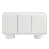 Cassia 3-Door Curved Wood Accent Cabinet in White